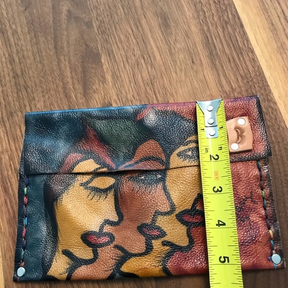 Leathercraft original artwork!Small versatile multi colored envelope clutch. - Picture 6 of 7